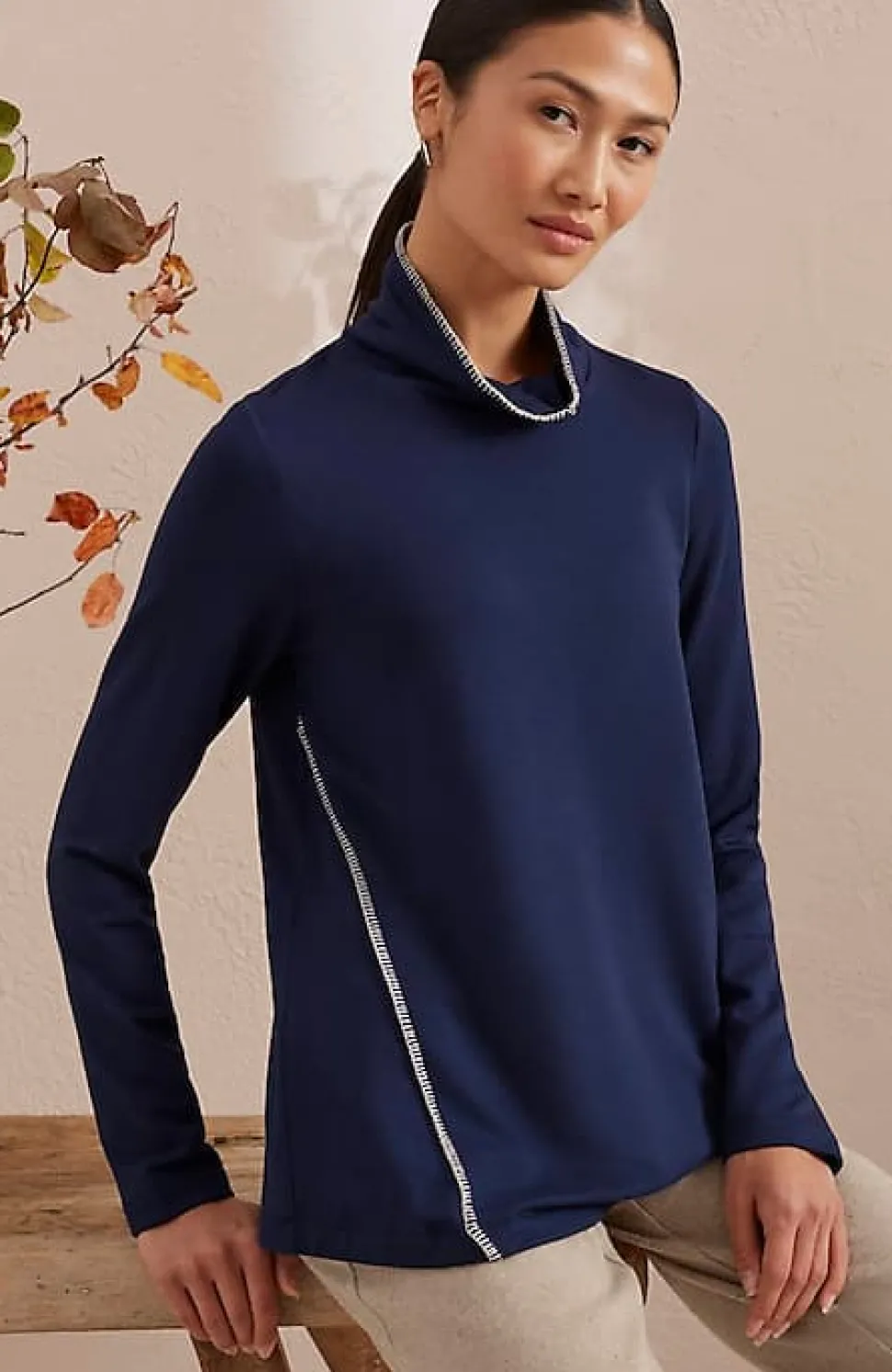Pure Jill Tranquility Fleece Whipstitched Top | Jjill