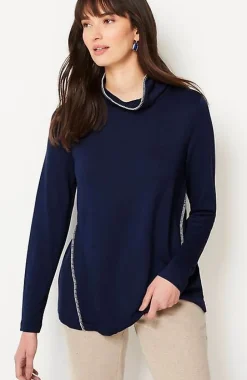 Pure Jill Tranquility Fleece Whipstitched Top | Jjill