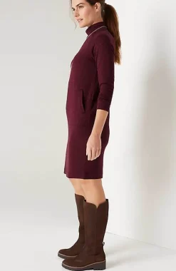 Pure Jill Tranquility Fleece Mock-Neck Dress | Jjill