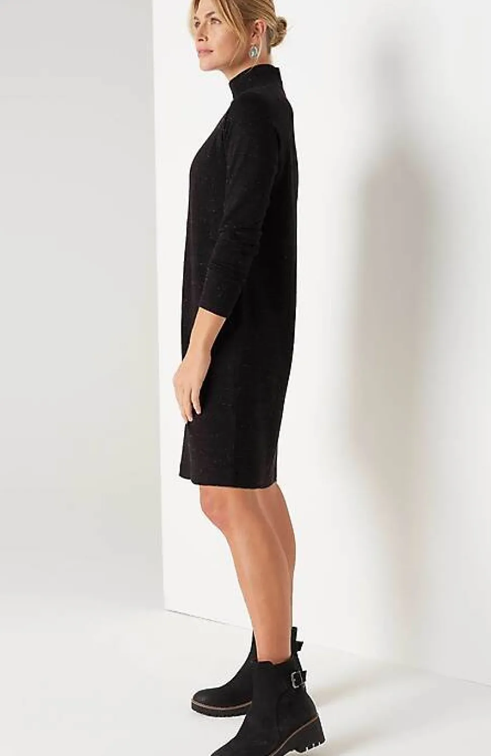 Pure Jill Tranquility Fleece Mock-Neck Dress | Jjill