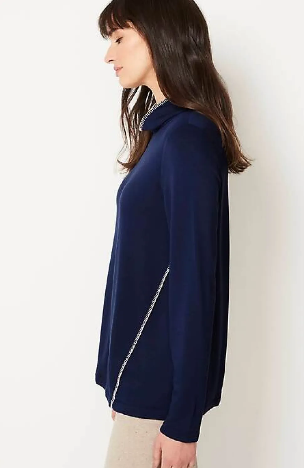 Pure Jill Tranquility Fleece Whipstitched Top | Jjill