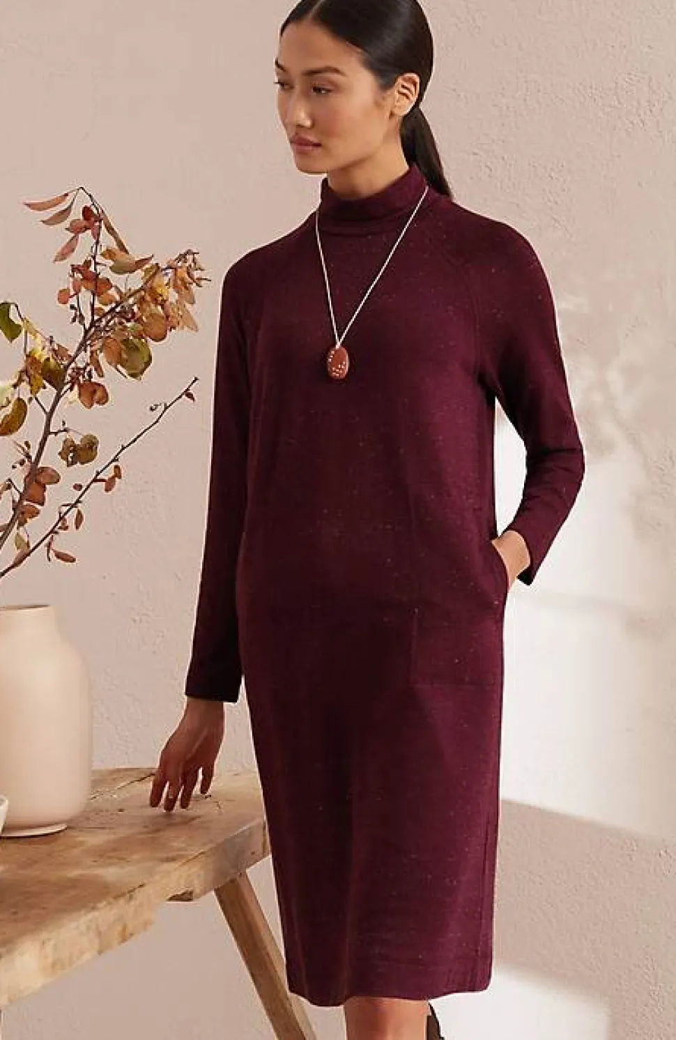 Pure Jill Tranquility Fleece Mock-Neck Dress | Jjill