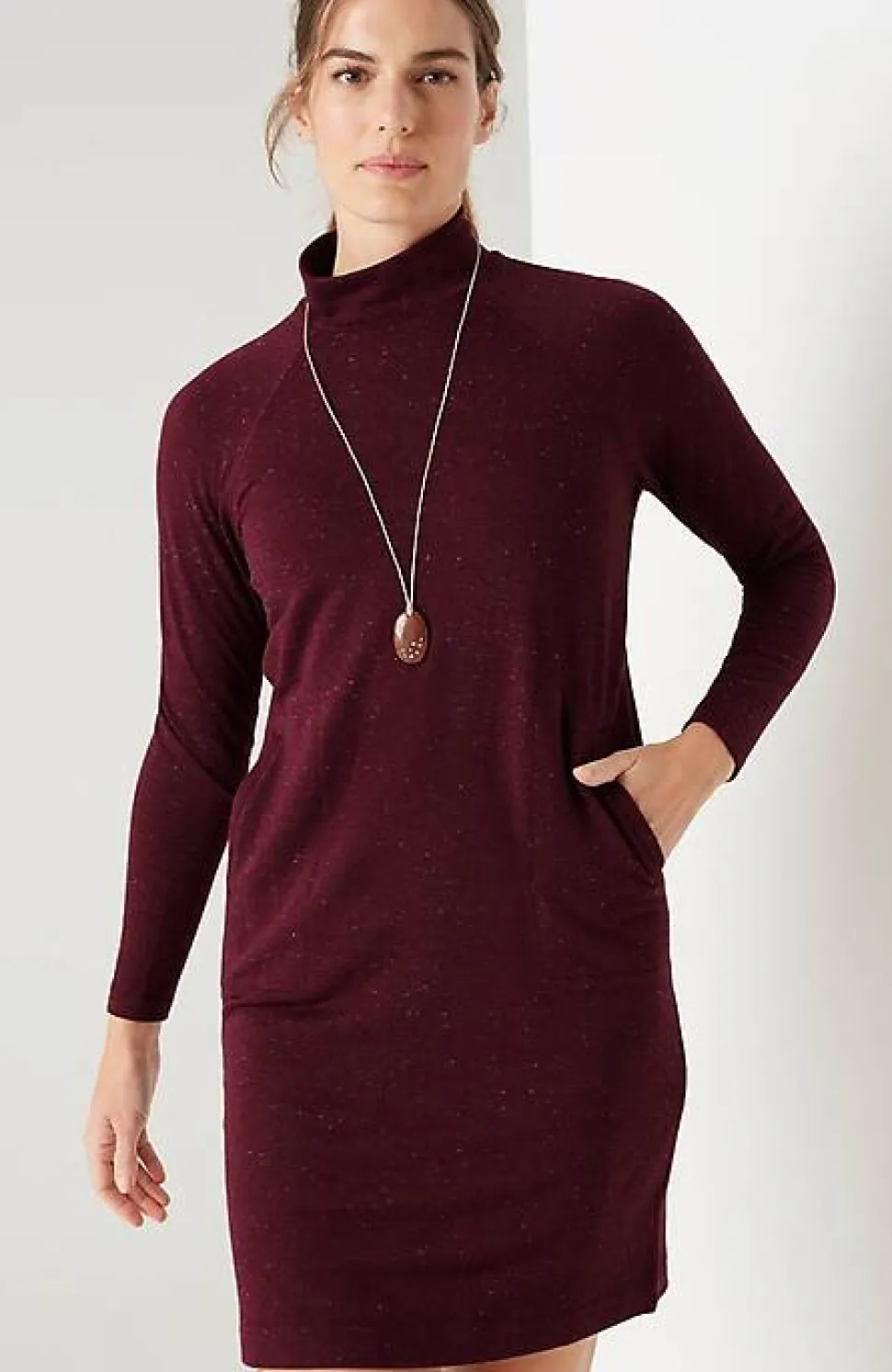 Pure Jill Tranquility Fleece Mock-Neck Dress | Jjill