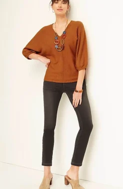 Pure Jill Tweed Double-V Sweater | Jjill