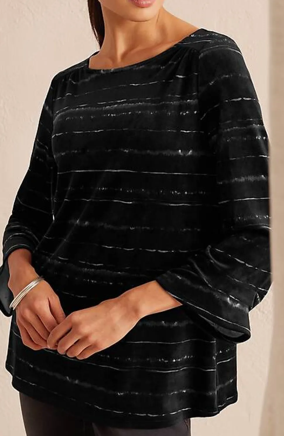Pure Jill Velour Pleated-Sleeve Top | Jjill