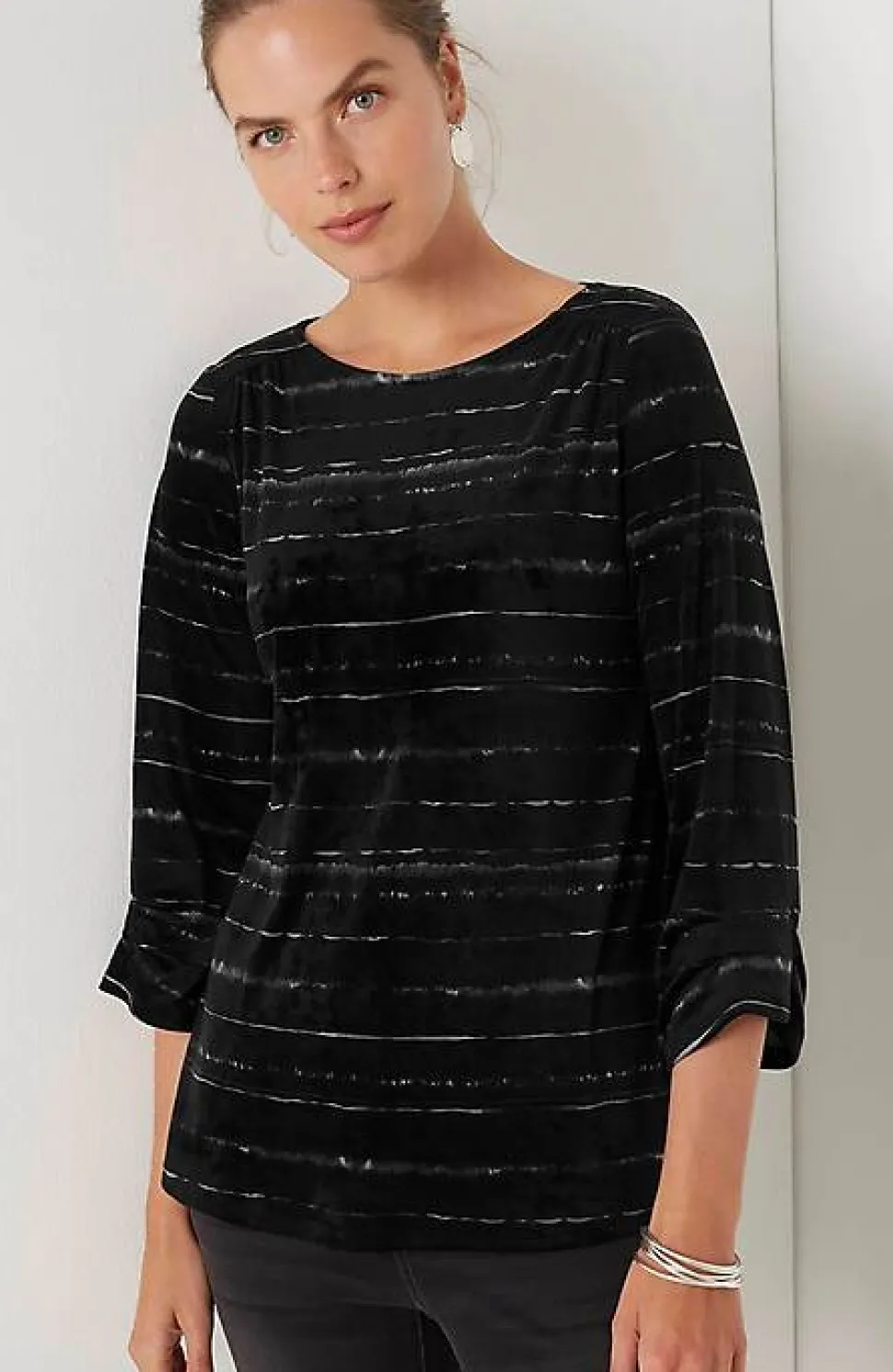 Pure Jill Velour Pleated-Sleeve Top | Jjill