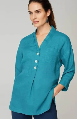 Pure Jill Yarn-Dyed Linen Button-Front Tunic | Jjill