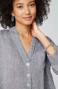 Pure Jill Yarn-Dyed Linen Button-Front Tunic | Jjill