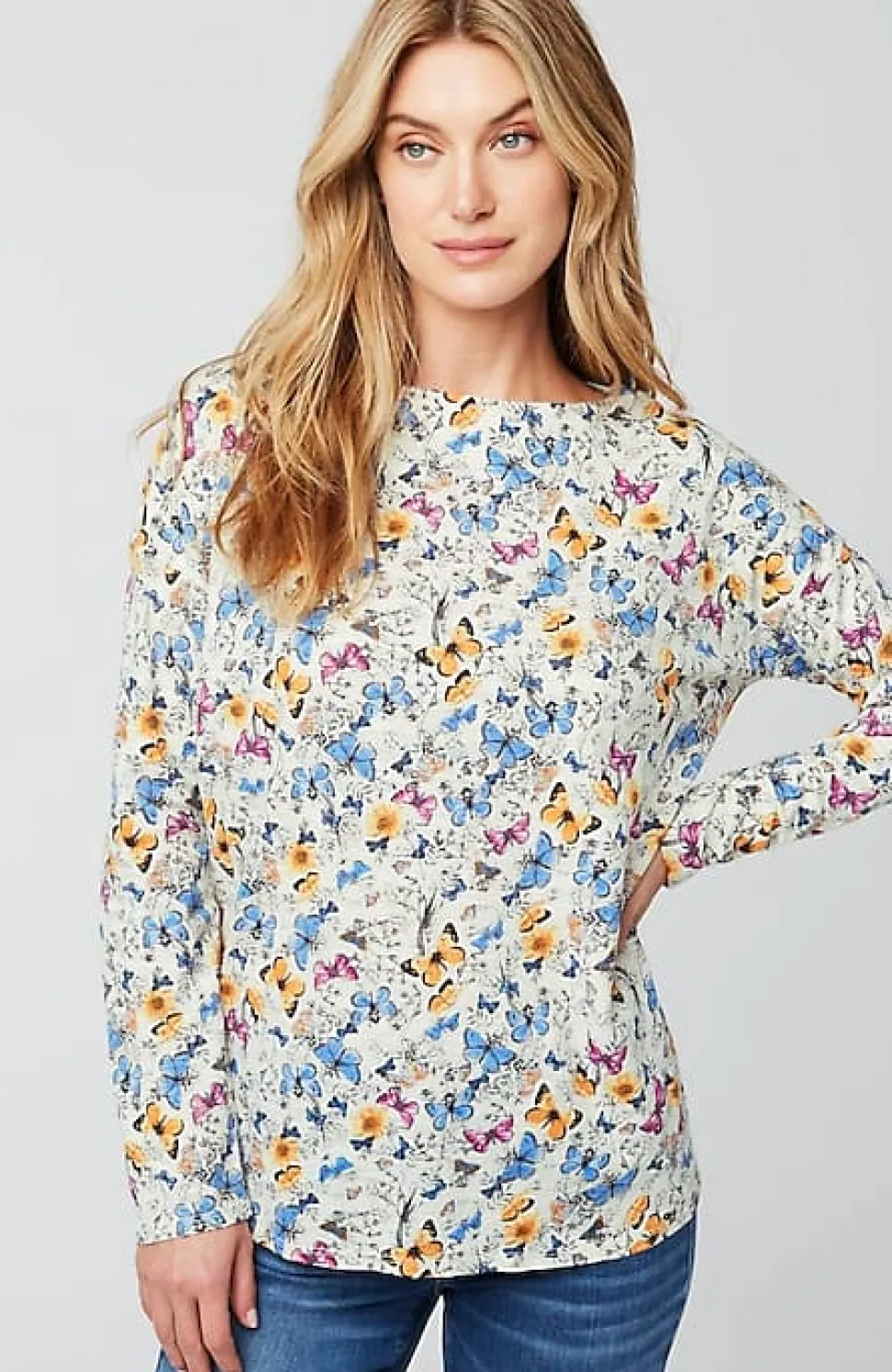 Relaxed Boat-Neck Tee | Jjill