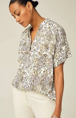 Relaxed Printed Satin Top | Jjill