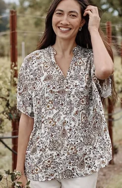 Relaxed Printed Satin Top | Jjill