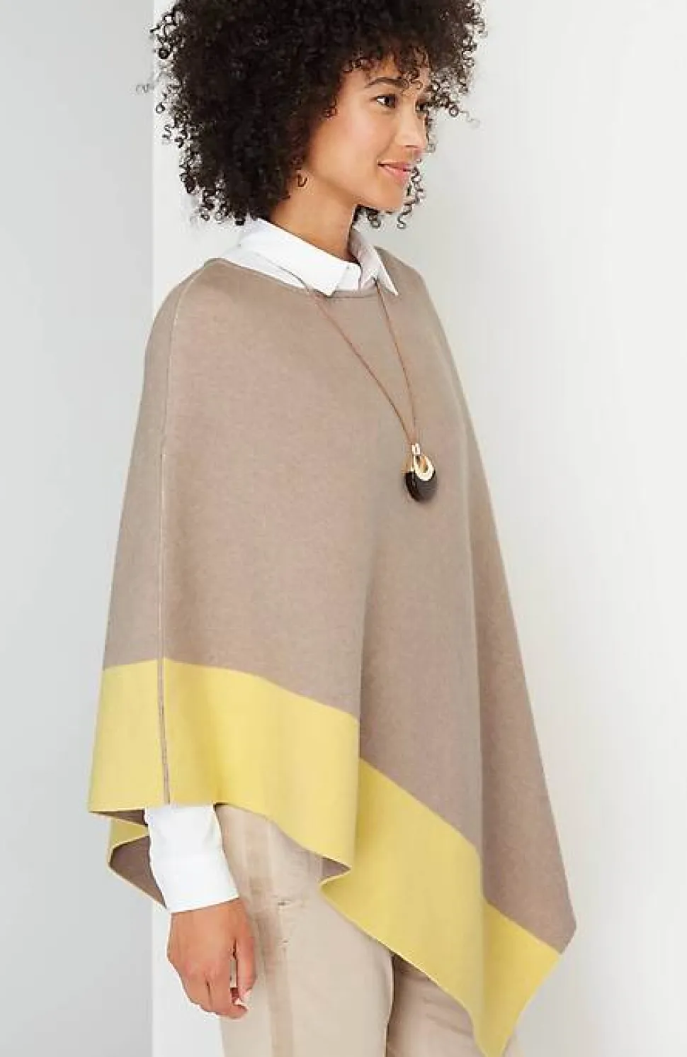 Reversible Color-Blocked Knit Poncho | Jjill