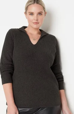 Ribbed-Stitch Collared Sweater | Jjill