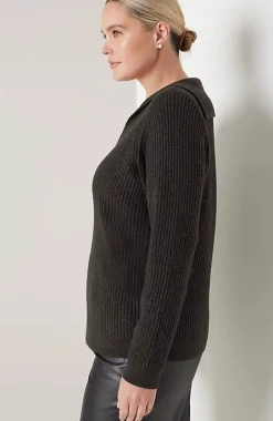 Ribbed-Stitch Collared Sweater | Jjill