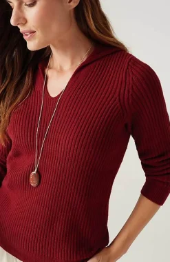Ribbed-Stitch Collared Sweater | Jjill