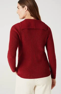 Ribbed-Stitch Collared Sweater | Jjill
