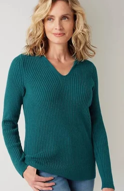 Ribbed-Stitch Collared Sweater | Jjill