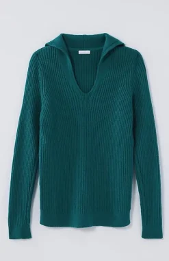 Ribbed-Stitch Collared Sweater | Jjill