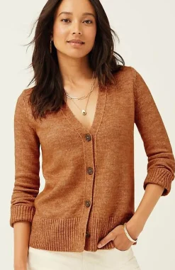Ribbed-Trim Button-Front Cardi | Jjill