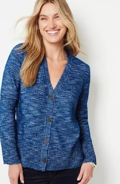 Ribbed-Trim Button-Front Cardi | Jjill