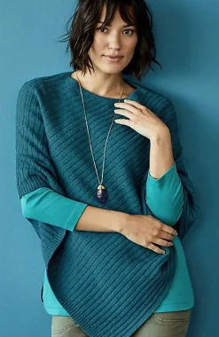 Rib-Knit Asymmetrical Poncho | Jjill