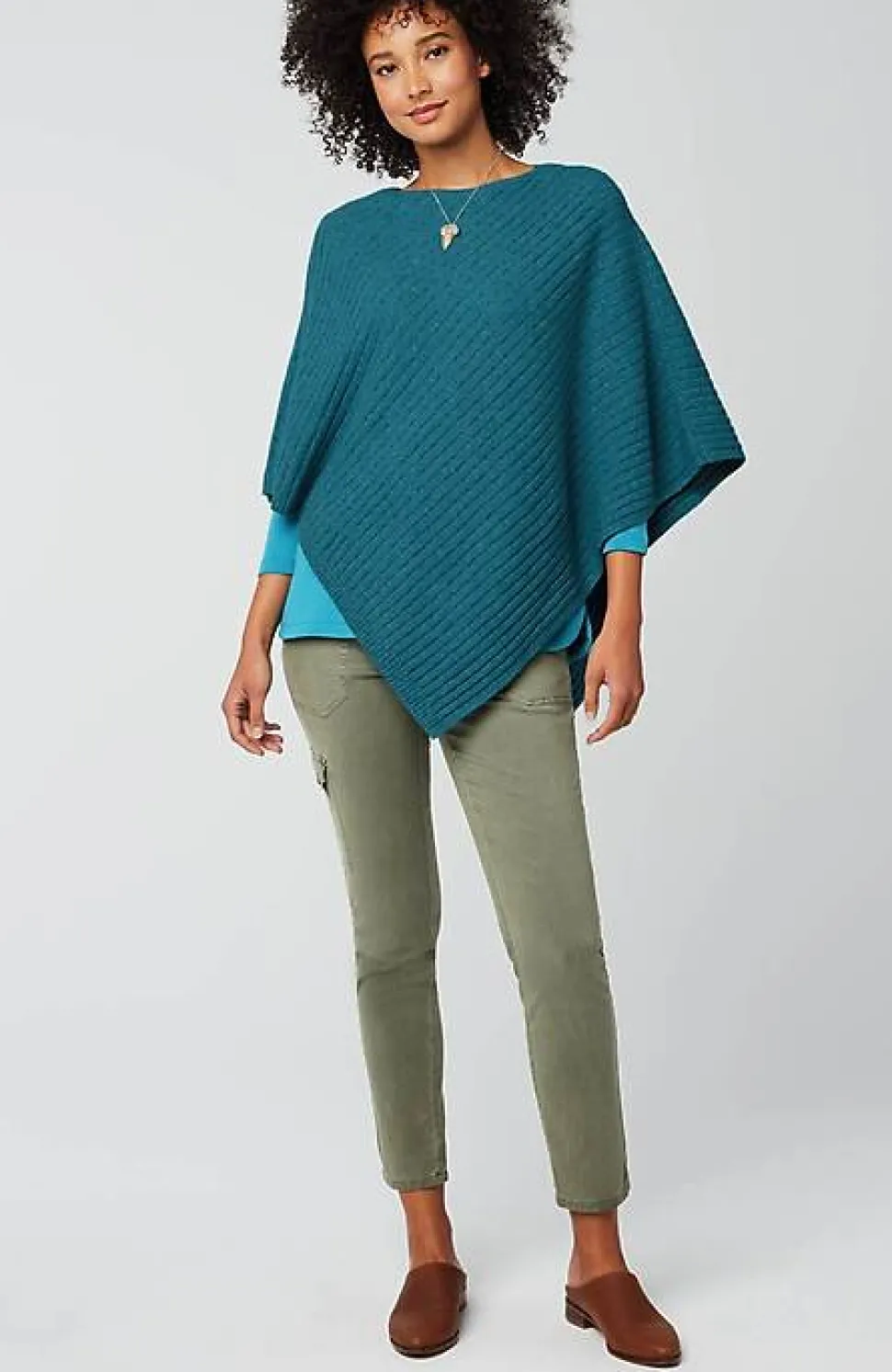 Rib-Knit Asymmetrical Poncho | Jjill