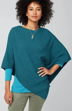 Rib-Knit Asymmetrical Poncho | Jjill