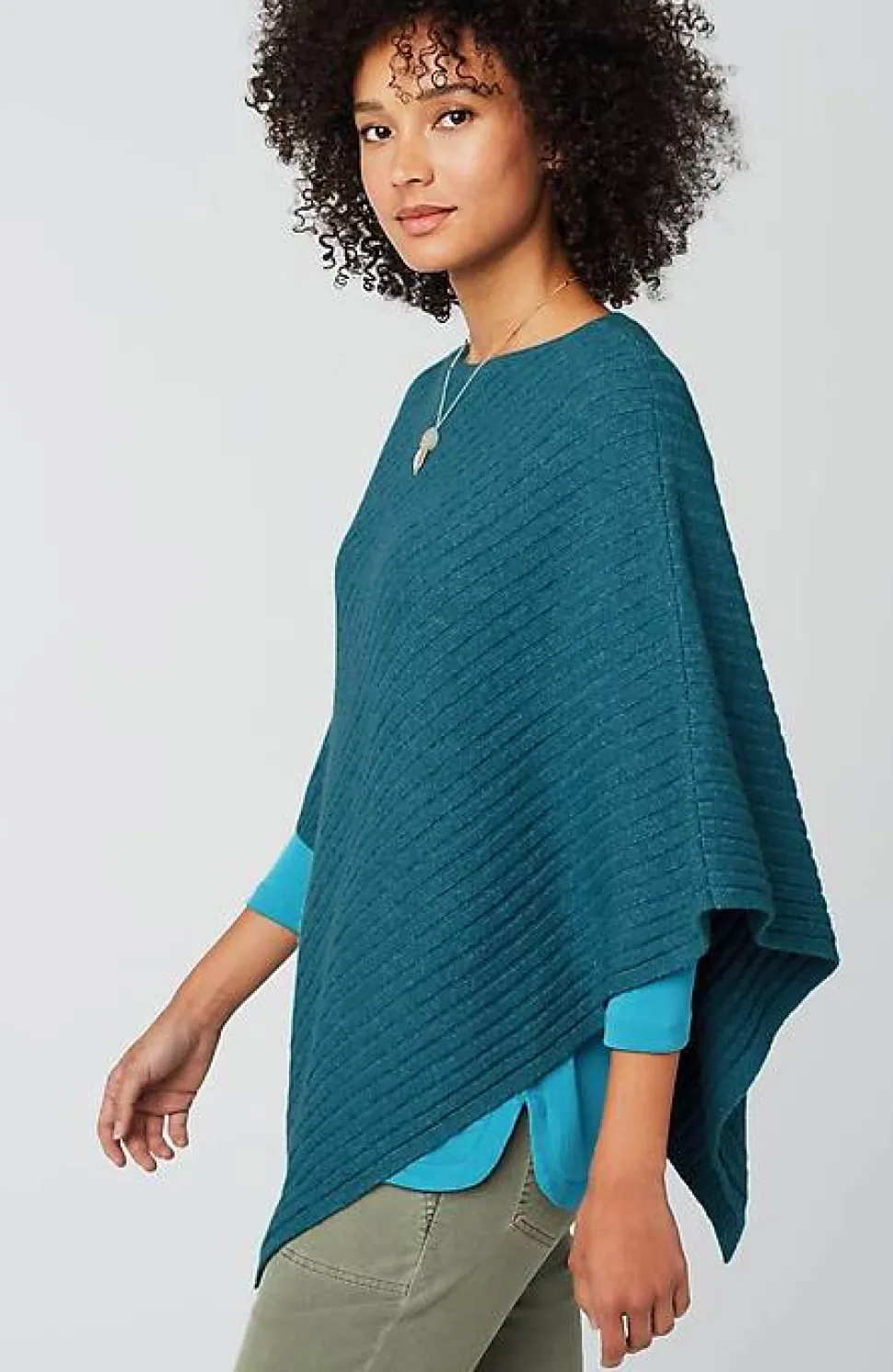 Rib-Knit Asymmetrical Poncho | Jjill