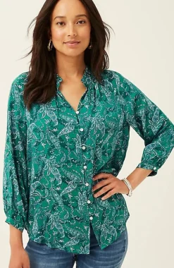 Ruffled Satin Top | Jjill