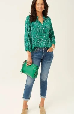 Ruffled Satin Top | Jjill
