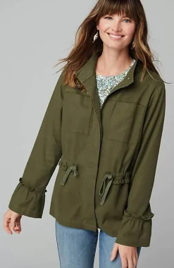 Ruffled-Sleeves Tie-Waist Jacket | Jjill