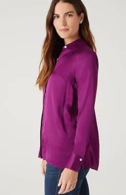 Satin Button-Front Shirt | Jjill
