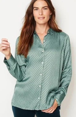 Satin Button-Front Shirt | Jjill