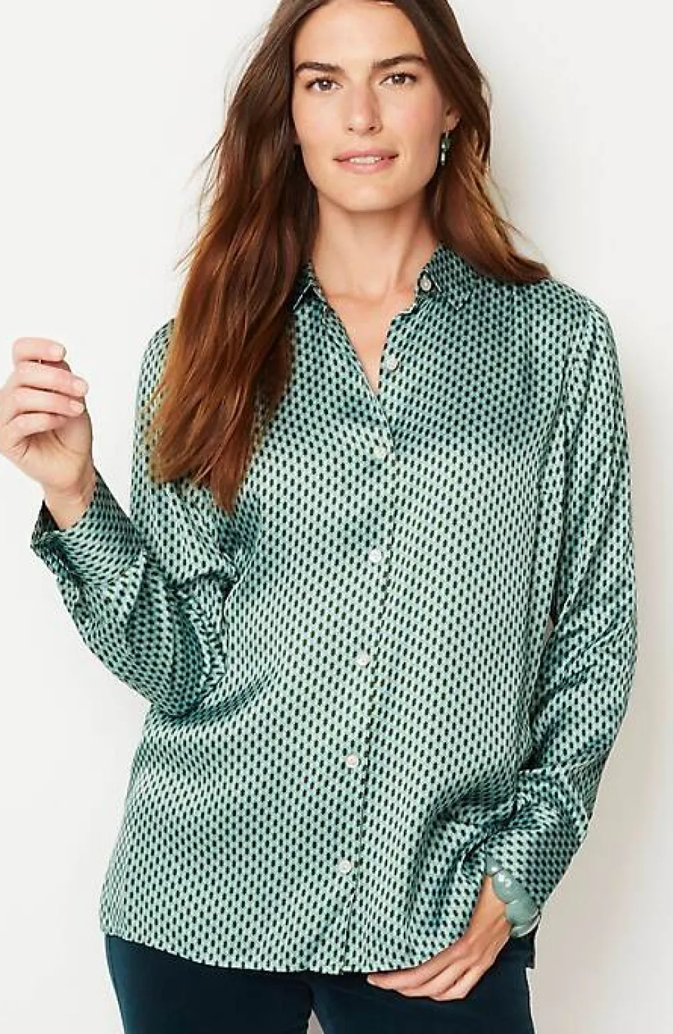 Satin Button-Front Shirt | Jjill