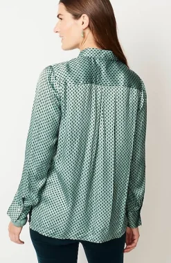 Satin Button-Front Shirt | Jjill
