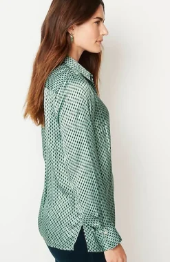 Satin Button-Front Shirt | Jjill