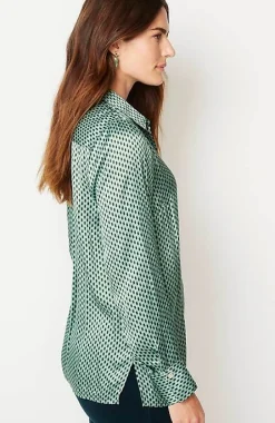 Satin Button-Front Shirt | Jjill