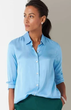 Satin Button-Front Shirt | Jjill