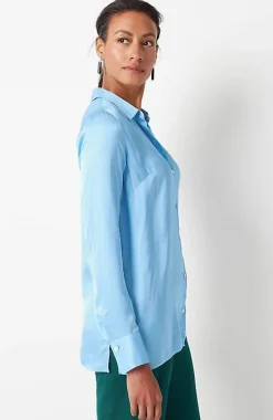Satin Button-Front Shirt | Jjill