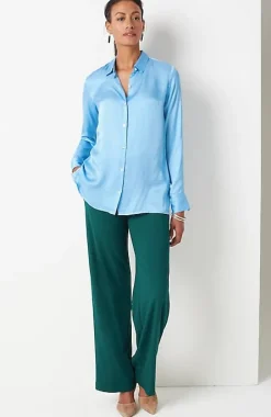Satin Button-Front Shirt | Jjill