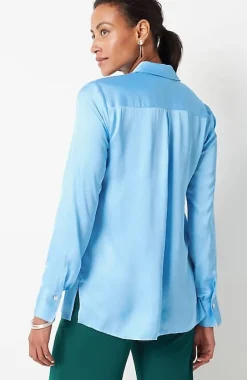 Satin Button-Front Shirt | Jjill