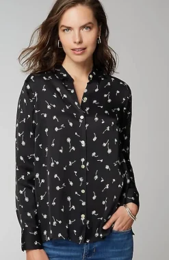 Satin Button-Front Shirt | Jjill