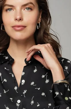 Satin Button-Front Shirt | Jjill