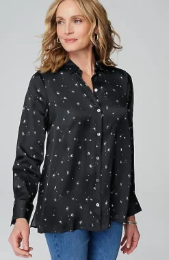 Satin Button-Front Shirt | Jjill