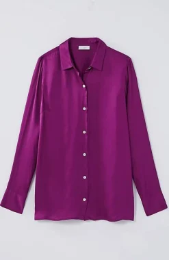 Satin Button-Front Shirt | Jjill