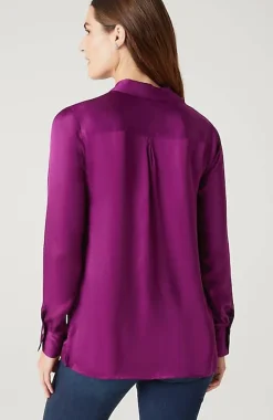 Satin Button-Front Shirt | Jjill