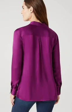 Satin Button-Front Shirt | Jjill