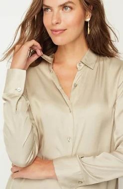Satin Button-Front Shirt | Jjill