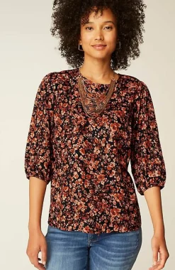 Satin Puff-Sleeve Top | Jjill