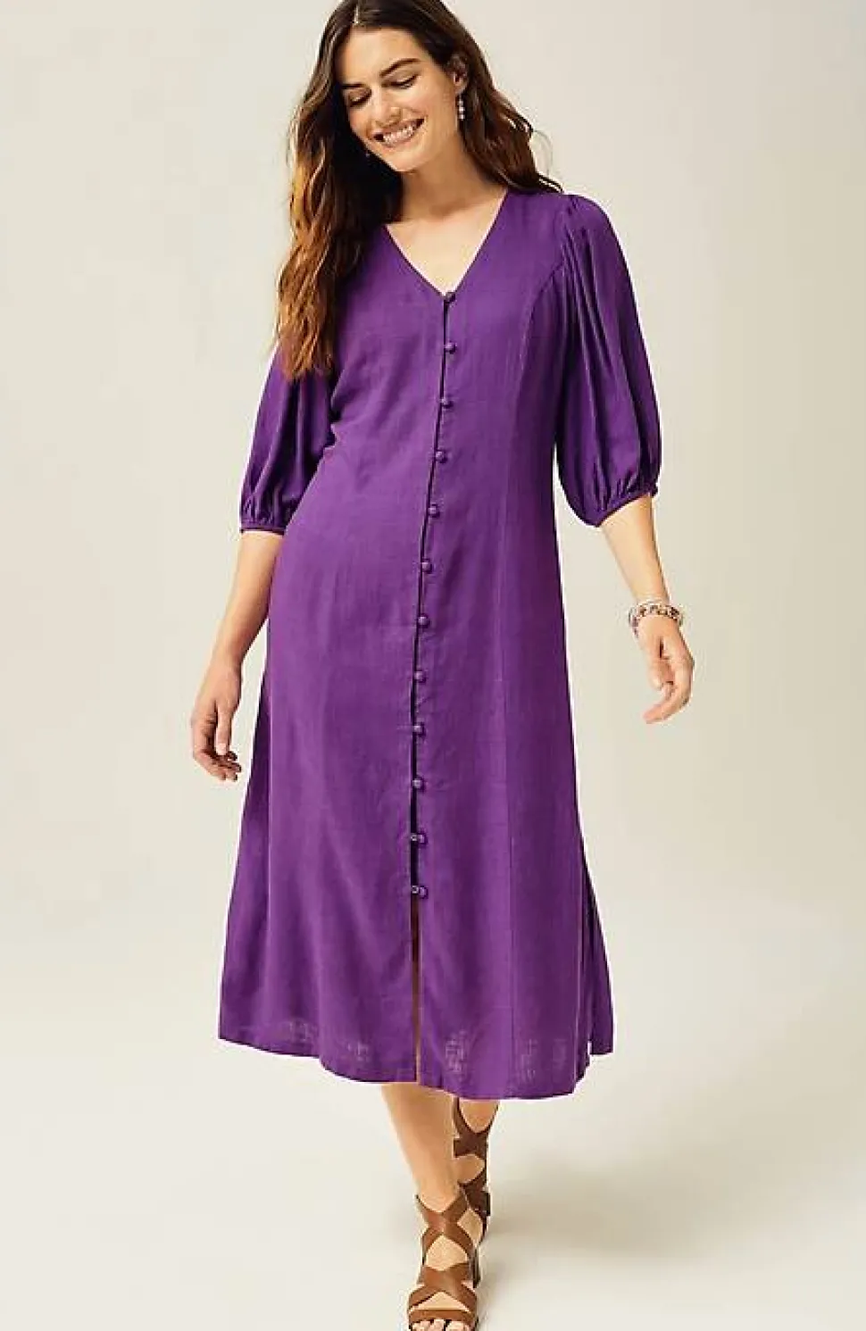 Seamed Button-Front Midi Dress | Jjill